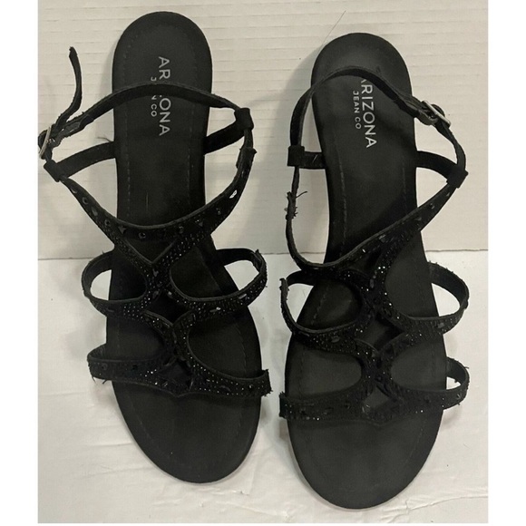 🖤Arizona Jean Black Beaded Sandals🖤 - Picture 1 of 6